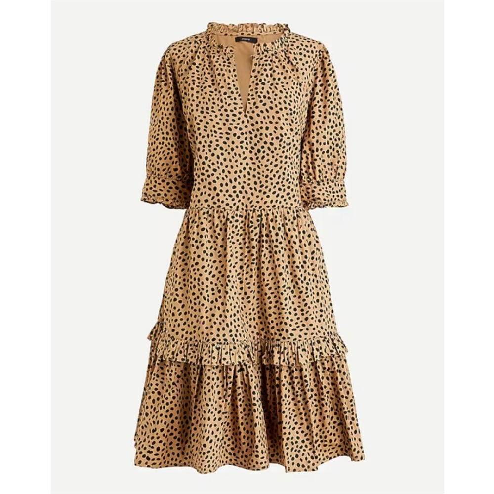 J. Crew Tan and Black Polka Dot Maxi Dress